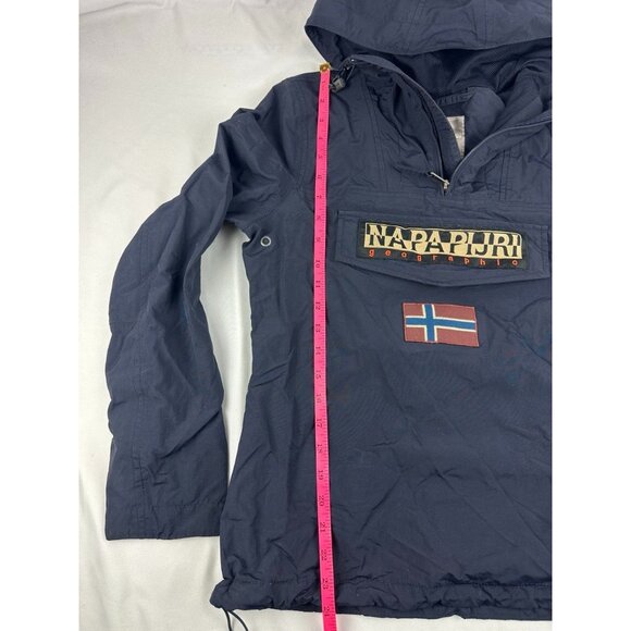 Napapijri Rainforest Geographic Taped Seams Hooded Anorak Jacket Blue Womens XS - Picture 8 of 9